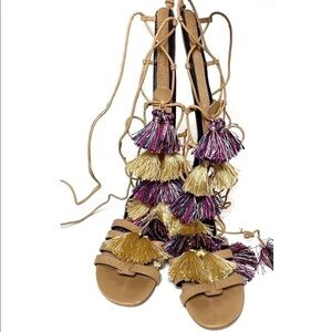 Rebecca Minkoff Eve tan leather gladiator sandals size 7